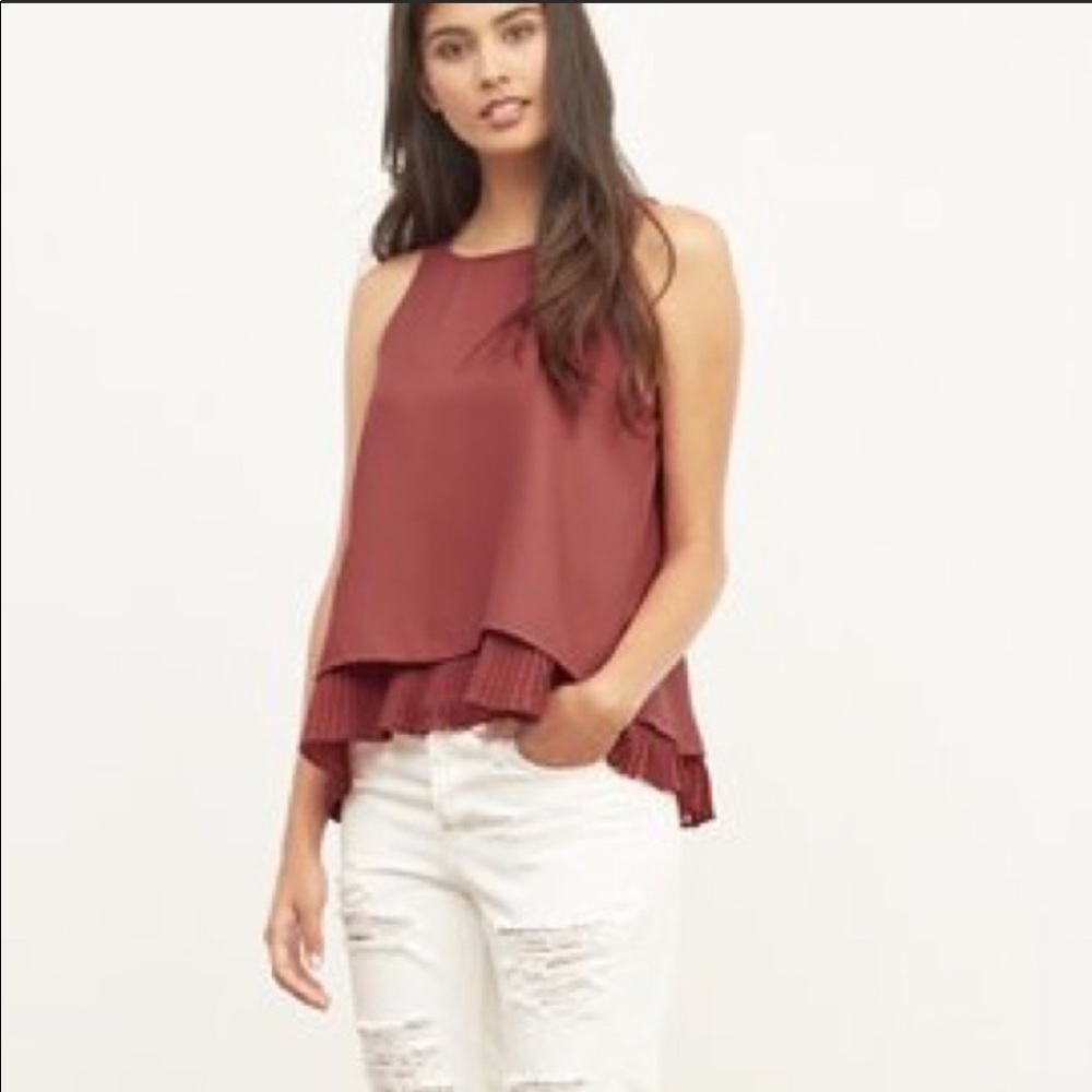 Abercrombie sleeveless pleated ruffle blouse